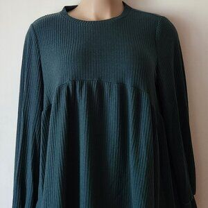 SHEIN Dark Green Ribbed Crew Neck Sweater